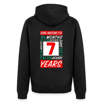 Children 7 Years Birthday Months Hours - Unisex Premium Organic Zip Hoodie - black - Back - Nico (187cm)