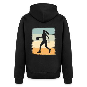 Basketball Basketballerin Frauen Basketball - Unisex Premium Bio Zip Hoodie - Schwarz - Hinten - Nico (187cm)