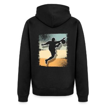 Fußball Fußballer - Unisex Premium Bio Zip Hoodie - Schwarz - Hinten - Nico (187cm)