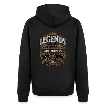 2008 May Born Birthday Year of Birth - Unisex Premium Organic Zip Hoodie - black - Back - Nico (187cm)