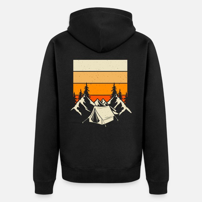 Camping Zelten - Unisex Premium Bio Zip Hoodie - Schwarz
