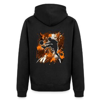 Fußball Fußballer - Unisex Premium Bio Zip Hoodie - Schwarz - Hinten - Nico (187cm)