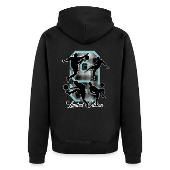 9th Birthday Football - Unisex Premium Organic Zip Hoodie - black - Back - Nico (187cm)