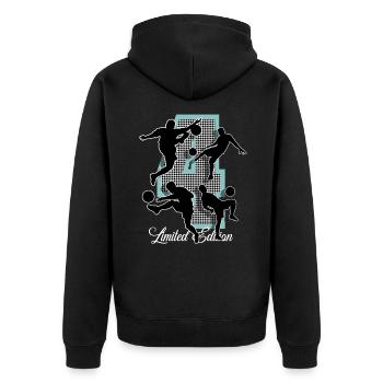 Football du 4e anniversaire - Veste à capuche bio Premium Unisexe - noir - Dos - Nico (187cm)
