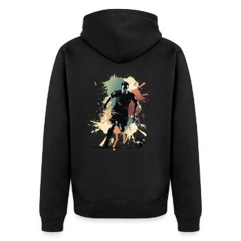 Fußball Fußballer - Unisex Premium Bio Zip Hoodie - Schwarz - Hinten - Nico (187cm)