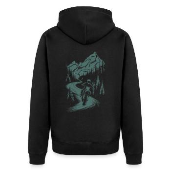Motorrad Motocross Motorsport Natur Berge - Unisex Premium Bio Zip Hoodie - Schwarz - Hinten - Nico (187cm)