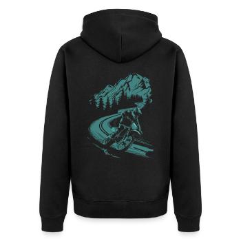 Motorrad Motocross Motorsport Natur Berge - Unisex Premium Bio Zip Hoodie - Schwarz - Hinten - Nico (187cm)
