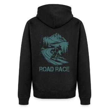 Motorrad Motocross Motorsport Road Race - Unisex Premium Bio Zip Hoodie - Schwarz - Hinten - Nico (187cm)