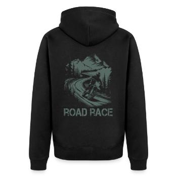 Motorrad Motocross Motorsport Road Race - Unisex Premium Bio Zip Hoodie - Schwarz - Hinten - Nico (187cm)