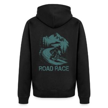 Motorrad Motocross Motorsport Road Race - Unisex Premium Bio Zip Hoodie - Schwarz - Hinten - Nico (187cm)