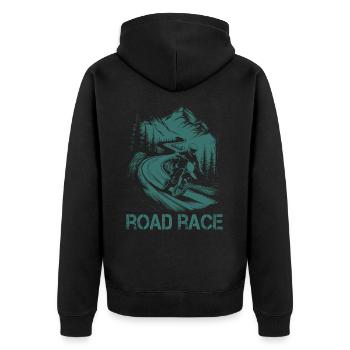 Motorrad Motocross Motorsport Road Race - Unisex Premium Bio Zip Hoodie - Schwarz - Hinten - Nico (187cm)