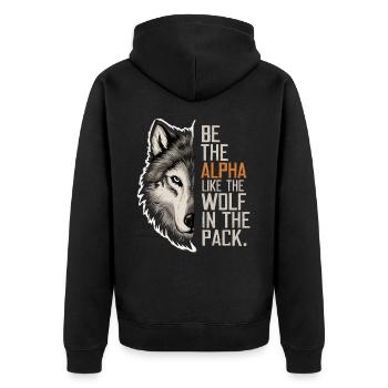 Wolf Wölfe Lustiger Sprüche Wolfsrudel Tiere - Unisex Premium Bio Zip Hoodie - Schwarz - Hinten - Nico (187cm)