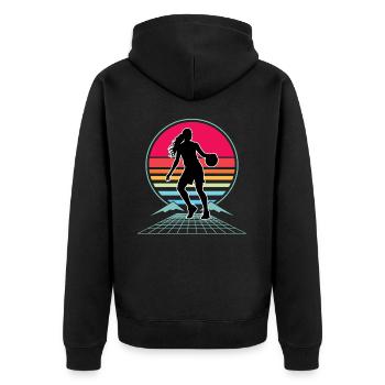 Basketball Basketballerin Frauen Basketball - Unisex Premium Bio Zip Hoodie - Schwarz - Hinten - Nico (187cm)
