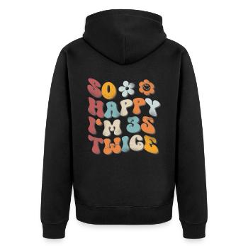 70. Geburtstag Lustiger Spruch - Unisex Premium Bio Zip Hoodie - Schwarz - Hinten - Nico (187cm)