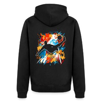 Fußball Fußballer - Unisex Premium Bio Zip Hoodie - Schwarz - Hinten - Nico (187cm)
