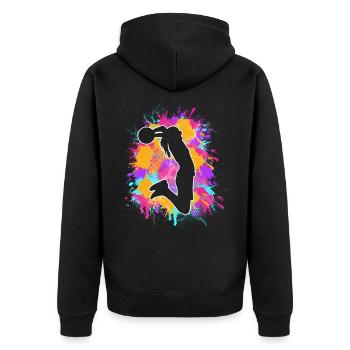 Basketball Basketballerin Frauen Basketball - Unisex Premium Bio Zip Hoodie - Schwarz - Hinten - Nico (187cm)
