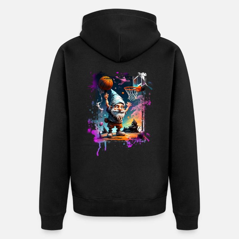 Gnome de basket-ball - Veste à capuche bio Premium Unisexe - noir