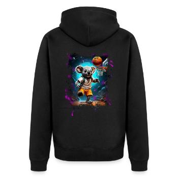 Basketball Koala - Unisex Premium Organic Zip Hoodie - black - Back - Nico (187cm)