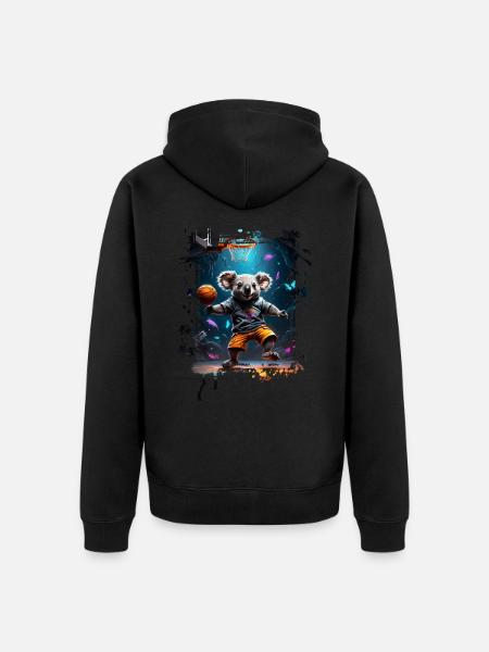 Basketball Koala - Unisex Premium Organic Zip Hoodie - black
