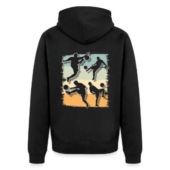 Fußball Fußballer - Unisex Premium Bio Zip Hoodie - Schwarz - Hinten - Nico (187cm)