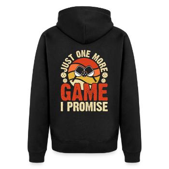Just One More Game I Promise Pickleball - Unisex Premium Bio Zip Hoodie - Schwarz - Hinten - Nico (187cm)