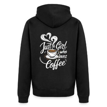 Just A Girl Who Loves Coffee Coffee Lover - Unisex Premium Organic Zip Hoodie - black - Back - Nico (187cm)