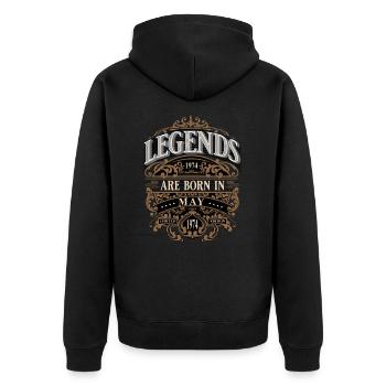 1974 May Born Birthday Year of Birth - Unisex Premium Organic Zip Hoodie - black - Back - Nico (187cm)