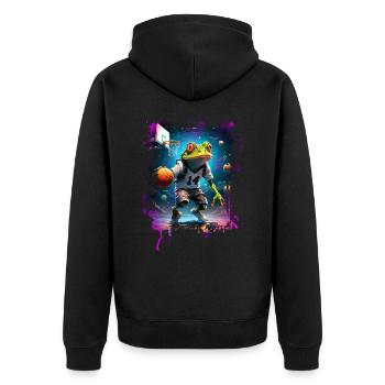 Basketball Frog - Unisex Premium Organic Zip Hoodie - black - Back - Nico (187cm)
