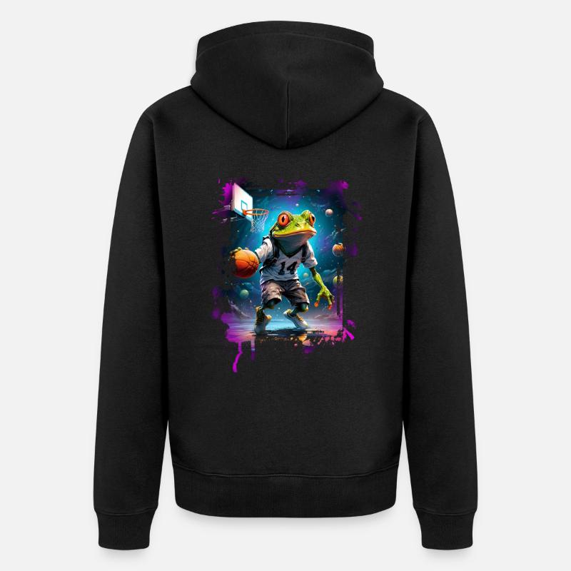 Grenouille de basket-ball - Veste à capuche bio Premium Unisexe - noir