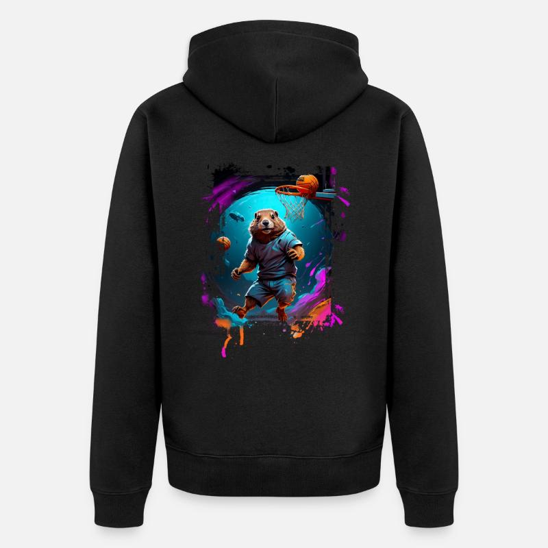 Hamster de basket-ball - Veste à capuche bio Premium Unisexe - noir