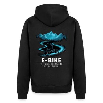 E Bike Dire Citation Cycliste Montagnes Nature - Veste à capuche bio Premium Unisexe - noir - Dos - Nico (187cm)