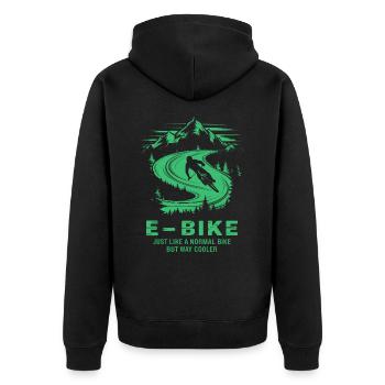 E-Bike Spruch Ebiker Radfahrer Berge Natur - Unisex Premium Bio Zip Hoodie - Schwarz - Hinten - Nico (187cm)