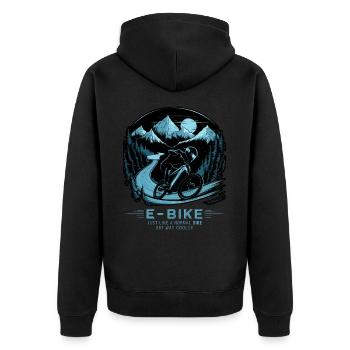 E-Bike Saying Ebiker Cyclist Mountains Nature - Unisex Premium Organic Zip Hoodie - black - Back - Nico (187cm)