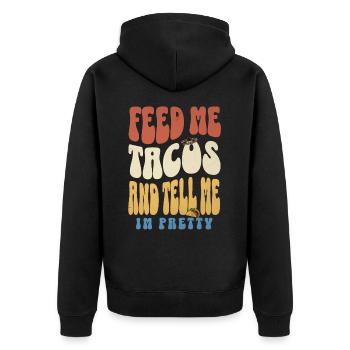 Tacos - Unisex Premium Organic Zip Hoodie - black - Back - Nico (187cm)