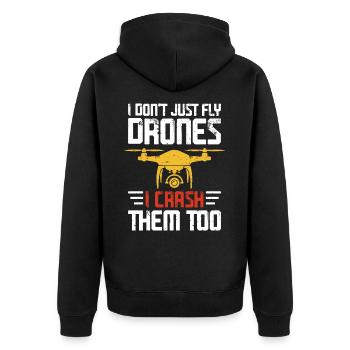 Drone - Unisex Premium Organic Zip Hoodie - black - Back - Nico (187cm)