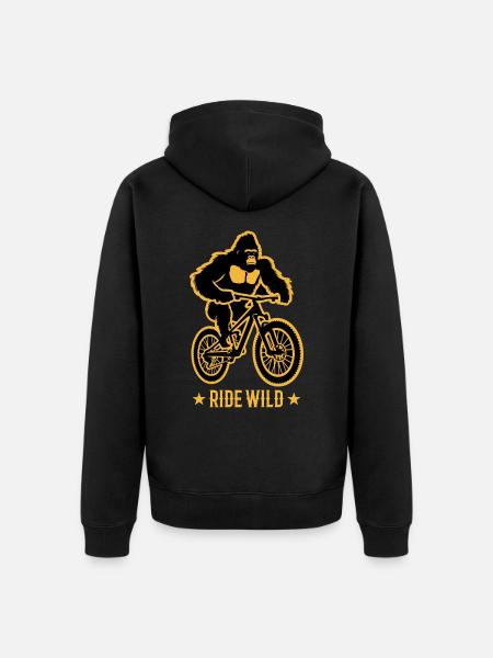 Gorilla Biker Mountain Biker E-Biker Sjove dyr - Premium økologisk unisex-hættejakke - sort