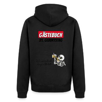 21st Birthday Guestbook Signatures Alcohol - Unisex Premium Organic Zip Hoodie - black - Back - Nico (187cm)