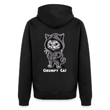 Chat maléfique ennuyeux - Veste à capuche bio Premium Unisexe - noir - Dos - Nico (187cm)