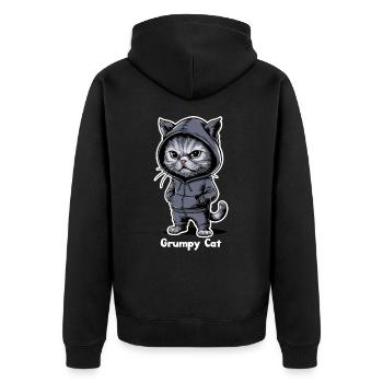 Chat maléfique ennuyeux - Veste à capuche bio Premium Unisexe - noir - Dos - Nico (187cm)