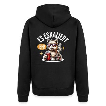 Es Eskaliert Eh Alpaka Bier Party Saufen - Unisex Premium Bio Zip Hoodie - Schwarz - Hinten - Nico (187cm)
