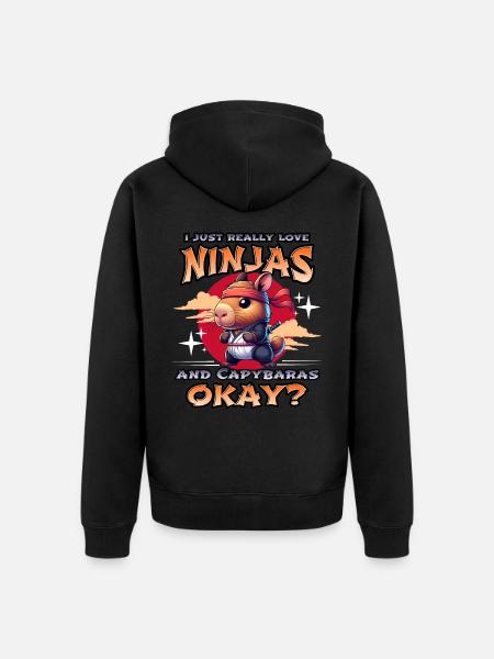 Capybara Ninja - Unisex Premium Organic Zip Hoodie - black