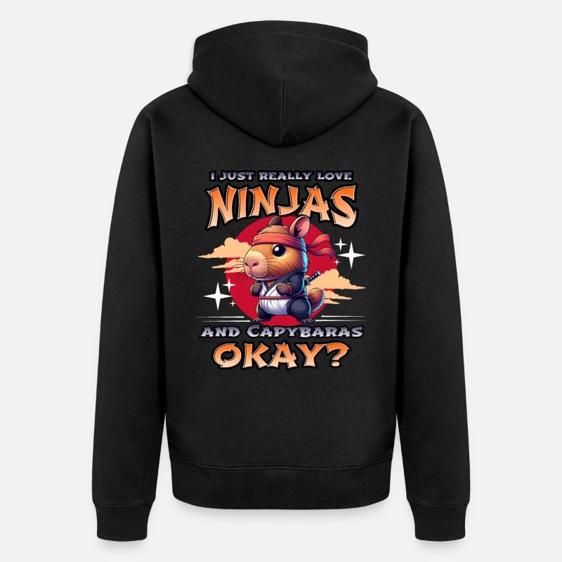 Capybara Ninja - Veste à capuche bio Premium Unisexe - noir