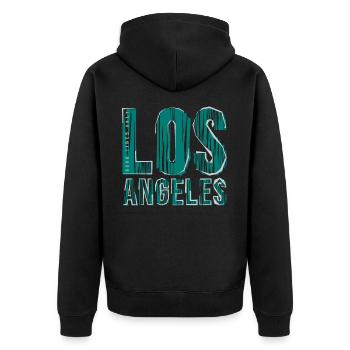 Los Angeles - Unisex Premium Bio Zip Hoodie - Schwarz - Hinten - Nico (187cm)