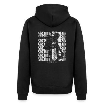 Skateboard Skater Skaten - Unisex Premium Bio Zip Hoodie - Schwarz - Hinten - Nico (187cm)