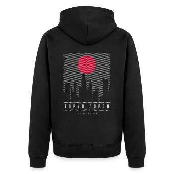 Tokyo Japan - Unisex Premium Bio Zip Hoodie - Schwarz - Hinten - Nico (187cm)