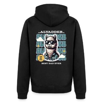 Alvadder Alpaka Papa Vater Vatertag - Unisex Premium Bio Zip Hoodie - Schwarz - Hinten - Nico (187cm)