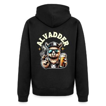 Alvadder Alpaka Papa Vater Vatertag - Unisex Premium Bio Zip Hoodie - Schwarz - Hinten - Nico (187cm)