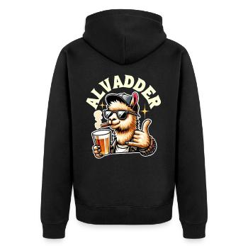 Alvadder Alpaka Papa Vater Vatertag - Unisex Premium Bio Zip Hoodie - Schwarz - Hinten - Nico (187cm)