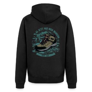 Ab jetzt nur noch wandern - Rente 2025 - Unisex Premium Bio Zip Hoodie - Schwarz - Hinten - Nico (187cm)