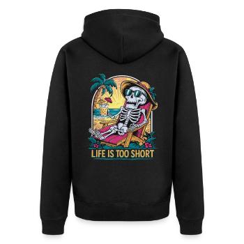 Drôle de squelette avec un dicton pour les vacances - Veste à capuche bio Premium Unisexe - noir - Dos - Nico (187cm)